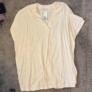 Cream V-Neck Women's Top